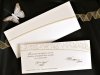   Esküvői meghívó - 230x100 mm - egylapos - krémszínű gyöngyházfényű papír, aranyozással, domborítással - boríték: krémszínű gyöngyházfényű, aranyozással