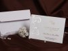  Esküvői meghívó - 200x140 mm - egylapos - fehér karton, dombornyomással