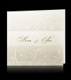   Esküvői meghívó - 135x135 mm - oldalra nyitható - fehérszínű borító, matt fólia- és fehér dombornyomással díszítve - betétlapos 