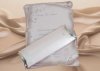 Esküvői meghívó - dobozos - halványlila csillogó kartonból, barnás és fényes ezüst díszítéssel