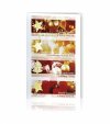 Karácsonyi üdvözlőlap - 100x150 mm - oldalra nyitható - fehér karton színes képpel - arany fóliadíszítéssel, domborítással