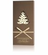Karácsonyi üdvözlőlap - 100x200 mm - oldalra nyitható - világosbarna karton - arany köszöntővel, barna szalaggal, fa fenyőfával - hajtogatott betétlappal