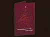 Karácsonyi üdvözlőlap - 135x135 mm  - oldalra nyitható - bordó gyöngyházfényű karton - bordó és ezüst fóliadíszítéssel
