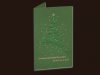 Karácsonyi üdvözlőlap - 135x135 mm  - oldalra nyitható - zöld gyöngyházfényű karton - zöld és arany fóliadíszítéssel