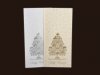 Karácsonyi üdvözlőlap - 100x210 mm- oldalra nyitható - fehér gyöngyházfényű karton - matt fehér és fényes ezüst fóliadíszítéssel