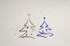 Karácsonyi üdvözlőlap - 150x100 mm - felfelé hajtható - fehér gyöngyházfényű karton - ezüst és kék fóliadíszítéssel - domborítással