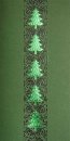 Karácsonyi üdvözlőlap - 100x200 mm - oldalra hajtható - zöld karton - zöld és fekete fóliadíszítéssel, domborítással - betétlapos