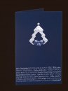 Karácsonyi üdvözlőlap - 100x150 mm - oldalra nyitható - kék gyöngyházfényű karton - kék és ezüst fóliadíszítéssel, domborítással