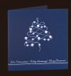 Karácsonyi üdvözlőlap - 135x135 mm - oldalra nyitható - kék gyöngyházfényű karton - ezüst és kék fóliadíszítéssel, domborítással