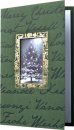 Karácsonyi képeslap - 100x155 mm - oldalra nyitható - aranyozott ablakkivágású fedőlappal, színes nyomtatású betétlappal