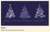 Karácsonyi üdvözlőlap - LA/4 - indigókék gyöngyházfényű papír - ezüstözéssel, domborítással