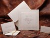  Esküvői meghívó - 195x195 mm - egylapos - hátlap: arany karton - előlap: domborított fehér karton