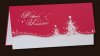   Karácsonyi üdvözlőlap - 210x100 mm - felfelé nyitható - borító: piros gyöngyházfényű karton ezüstözéssel, formakivágással - betétlap: fehér gyöngyházfényű lap, elején fényes piros mintával