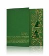      Karácsonyi üdvözlőlap - 135x135 mm - oldalra hajtható - zöld gyöngyházfényű karton - arany és zöld fóliadíszítéssel, domborítással