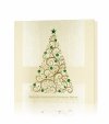      Karácsonyi üdvözlőlap - 135x135 mm - oldalra hajtható - krémszínű gyöngyházfényű karton - fehér, arany és zöld fóliadíszítéssel