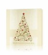       Karácsonyi üdvözlőlap - 135x135 mm - oldalra hajtható - krémszínű gyöngyházfényű karton - fehér, arany és piros fóliadíszítéssel
