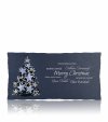    Karácsonyi üdvözlőlap - 195x100 mm - egylapos - kék gyöngyházfényű karton - ezüst és kék fólianyomással, színtelen thermodíszítéssel