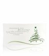    Karácsonyi üdvözlőlap - 195x100 mm - egylapos - fehér gyöngyházfényű karton - ezüst, világos és sötétzöld fóliadíszítéssel, domborítással