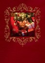 Karácsonyi üdvözlőlap - LC/6 ablakos - vörös kreatív karton - aranyozással