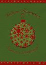  Karácsonyi üdvözlőlap - 110x155 mm - oldalra nyitható - zöld gyöngyházfényű karton - fényes piros díszítéssel, domborítással