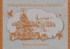  Karácsonyi üdvözlőlap - 155x110 mm - oldalra nyitható - ezüst gyöngyházfényű karton - fényes bronz díszítéssel, domborítással 