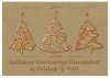  Karácsonyi üdvözlőlap - 155x110 mm - felfelé nyitható - arany gyöngyházfényű karton - fényes bronz díszítéssel, domborítással 