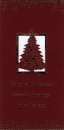   Karácsonyi üdvözlőlap - 105x210 mm - oldalra nyitható - bordó kreatív karton - fenyőfa kivágással, fényes aranyfólia díszítéssel - betétlapos