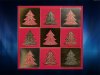   Karácsonyi üdvözlőlap - 135x135 mm - oldalra nyitható - borító: piros matt karton, fényes arany és ezüst díszítéssel - betétlap: egylapos karton