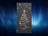      Karácsonyi üdvözlőlap - 100x200 mm - oldalra nyitható - borító: sötétkék kreatív karton, fényes arany és ezóst díszítéssel, domborítással - betétlap: egylapos krémszínű karton