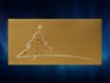       Karácsonyi üdvözlőlap - 200x100 mm - felfelé nyitható - kívül fényes arany, belül fehér matt karton - elején fényes piros és arany díszítéssel, domborítással