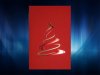       Karácsonyi üdvözlőlap - 100x150 mm - oldalra nyitható - borító: piros matt karton, fényes arany és piros díszítéssel, domborítással - betétlap: egylapos krémszínű karton