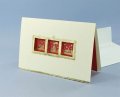  Karácsonyi képeslap - 175x115 mm - felfelé nyitható - formastancolt, aranyozott borítóval; arany nyomású piros betétlappal