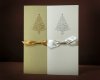  Karácsonyi képeslap - 95x210 mm - oldalra nyitható, masnival átköthető - 2 színben: arany, ezüst