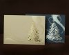 Karácsonyi képeslap - 150x105 mm - felfelé nyitható 2 színben: kék - ezüst dombornyomás; krém - arany dombornyomás